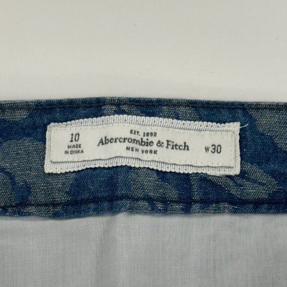Abercrombie & Fitch Womens Metalic Floral Blue Denim Mini Skirt SZ 10 Lined - Picture 13 of 15